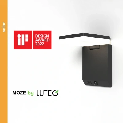 Afbeelding van Lutec Solar LED Aussenl. m. BWM MOZE 6943101012 Wandlamp op zonne energie met bewegingsmelder 8 W Neutraalwit Zwart