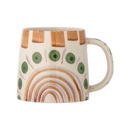 Afbeelding van Bloomingville Shama mok met handvat van aardewerk, handbeschilderd, 515 ml, 14,5 x 11 cm, 82060439