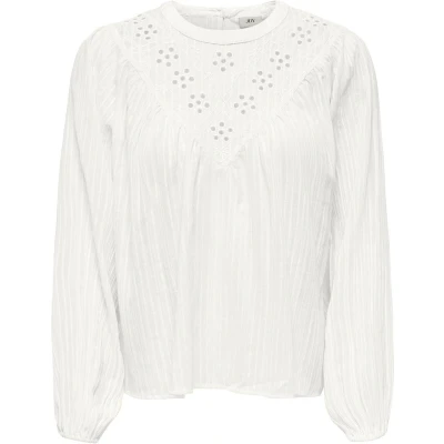 Afbeelding van Jacqueline de Yong Blouse Jdysia L/s Embroidery Top Wvn 15328106 Cloud Dancer Dames Maat L