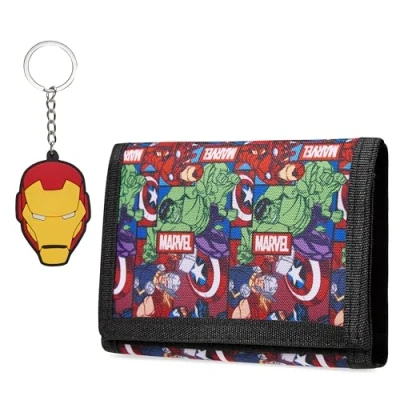 Afbeelding van Marvel Jongens Portemonnee en Sleutelhanger Gift Set Avengers Trifold met Coin Purse Kaartsleuven Geschenken, Multi Avengers, Eén maat, Modern design