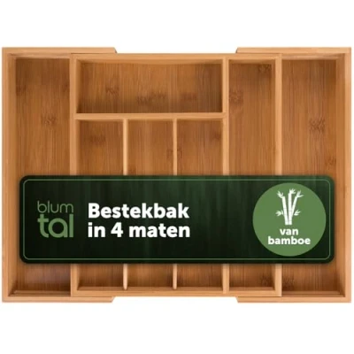 Afbeelding van Blumtal Bestekbak Besteklade van Bamboe Uitschuifbaar Organizer voor bestek en keukengerei In breedte verstelbaar Medium