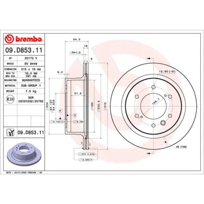 Afbeelding van Brembo Remschijven 09.D853.11