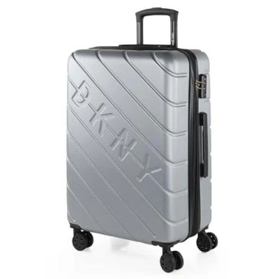 Afbeelding van Dkny Middelgrote Koffer. Medium Trolley Reiskoffer van [MARCA]. Lichtgewicht ABS Harde Schaal 4 Wielen Cijferslot, Zilver