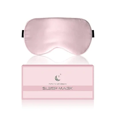 Afbeelding van Aosun Zijden slaapmasker voor zijslapers, 22 momme, 100% puur natuurlijke biologische moerbeizijde, oogmasker, cadeau vrouwen, 99% lichtblokkerende slaapbril met verstelbare elastiek, roze