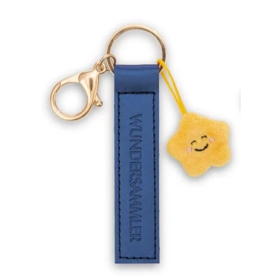 Afbeelding van NICI Sleutelhanger Wundersammler kunstlederen band 10 cm met ster blauwe trooer metgezel voor rugzak of tas, sleutelhouder klein en groot 62031