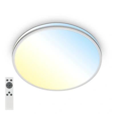 Afbeelding van Briloner Pulup LED plafondlamp 3821014 Dimbaar Afstandsbediening Timer Nachtlamp functie CCT kleurtemperatuur regeling Ø33 x 6 cm Mat chroom