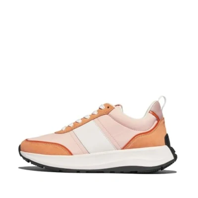 Afbeelding van Fitflop Vrouwen F Mode Flow Stof/Suede/Lederen Flatform Sneakers, Peachy, 5 UK, Perzik, 38 EU