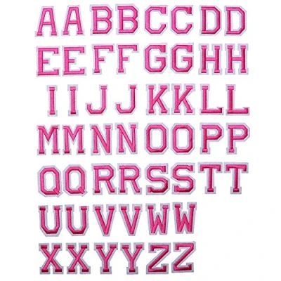 Afbeelding van J.CARP 52 stuks roze alfabet A tot Z patches, opstrijkbare letters voor kleding, hoeden, schoenen, rugzakken, handtassen, jeans, jassen enz.