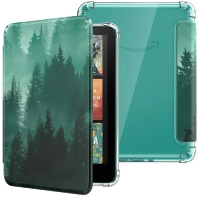 Afbeelding van MoKo Case for All new 7&quot; Kindle Paperwhite 12th Gen 2024&amp;Kindle Colorsoft Signature Edition 2024, Ultra Clear Soft Flexible Transparent TPU Back Cover Light Shell with Auto Wake/Sleep, Green Forest