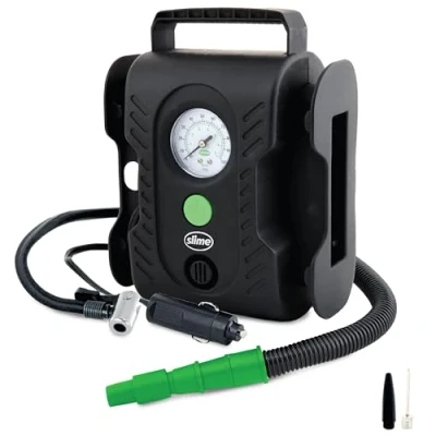 Afbeelding van Slime Multi Purpose Tyre Kompressor Compressor 7 bar 12V adapter voor kabelgebruik, Analoge Manometer, Met werklamp