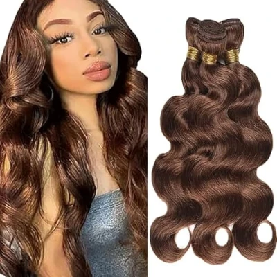 Afbeelding van Tuheerst Body Wave Human Hair Bundles Chocolate Brown Real 100% Unprocessed Brazilian Virgin Remy Double Weft 100g/PC 300 Total 3 18 Inch for Woman