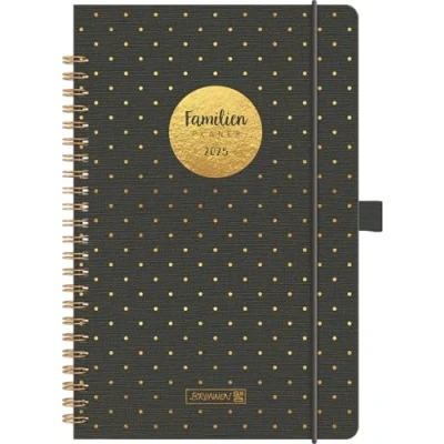 Afbeelding van BRUNNEN Boekkalender familieplanner (2025) &quot;Gold Punten&quot;, 2 pagina&#039;s = 1 week, A5, 192 pagina&#039;s, kunststof omslag, donkergrijs