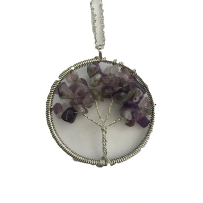 Afbeelding van Petra&#039;s Sieradenwereld Ketting levensboom/tree of life natuursteen paars (837)