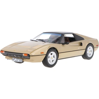 Afbeelding van het 1:18 Diecast model van De Ferrari 308 GTS uit 1982 in goud metallic fabrikant schaalmodel is Norev. Dit alleen online verkrijgbaar