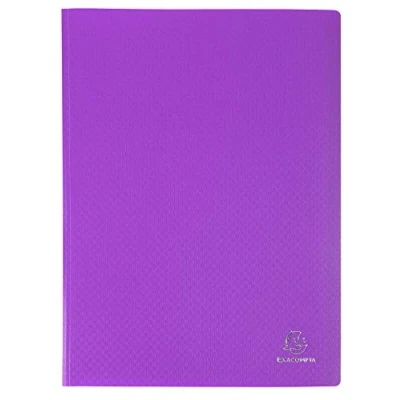 Afbeelding van Exacompta Ref. 88526E 1 showmap Opak van mat, ondoorzichtig polypropyleen met 50 gladde, zeer transparante binnenhoesjes voor 100 kanten. A4 formaat. Omslagkleur Paars
