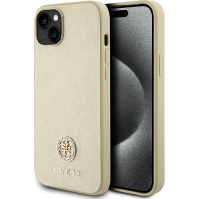 Afbeelding van Guess 4G Strass Metal Logo Back Case Apple iPhone 15 Plus (6.7&quot;) Goud