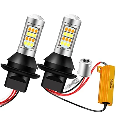 Afbeelding van KaiDengZhe 2 stuks 1156 BAU15S PY21W LED lampen wit/oranje, twee kleuren, omschakelbaar, voor richtingaanwijzer en dimlichten, foutloze Canbus 2835 42 SMD 12V met 50W 6 Ohm