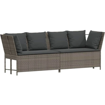 Afbeelding van vidaXL Tuinbank met kussens poly rattan grijs