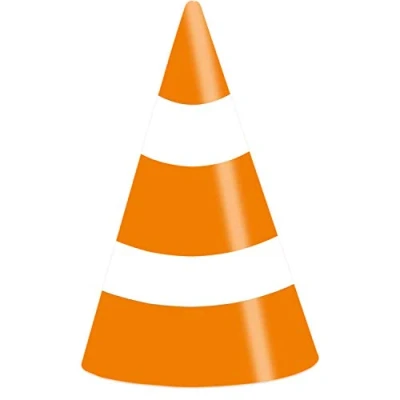 Afbeelding van Amscan Feesthoedjes Verkeerskegel 16 Cm Papier Oranje/wit 8 Stuks