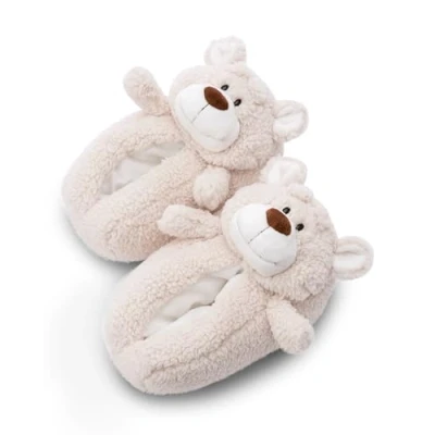 Afbeelding van Pantoffels beer Bendix (M) maat 34 37 beige Duurzame warme knuffelpantoffels voor jongens en meisjes dierenschoenen met antislipzolen