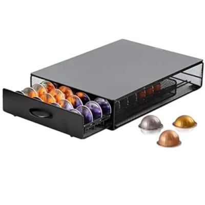 Afbeelding van EXZACT Koffiecapsule lade compatibel met Vertuo Capsules Capaciteit 40 Pods Opslag Machine Stand Matte Finish Top, Anti Slip Houder, Dispenser, Organizer