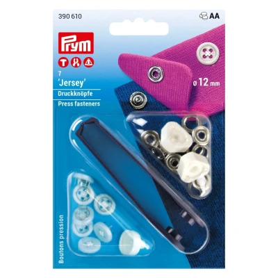 Afbeelding van Prym Jersey Wit (12 mm) Niet SEW persbevestigingen 1 Stuk