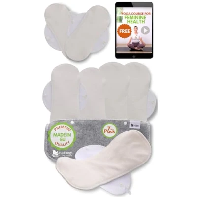 Afbeelding van Herbruikbare Maandverbanden, 7 stuks Bamboe Wasbare stoffen ademende pads met vleugels, doek Dameshygiëne Inlegkruisje GEMAAKT IN DE EU; Ecologisch, Gezond en Hygiënische externe Periode Servetten voor menstruatie, overvloedige stromen postpartum