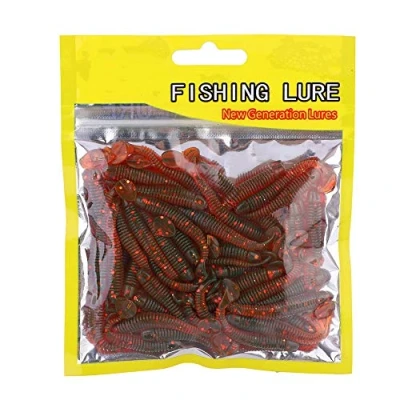 Afbeelding van Huairdum Visaas, 150 stuks 5 cm zacht plastic kunstaas T staart grub worm aas visgerei accessoire voor zoutwater en zoetwatervissen (#9)