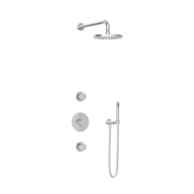 Afbeelding van Hotbath Get together Regendoucheset IBS1 Chroom Staaf Handdouche 20cm Hoofddouche Wandarm 35cm met wandhouder