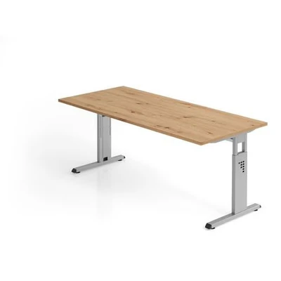 Afbeelding van MEGA 19 S Bureau 180 x 80 Tafelhoogte I In hoogte verstelbaar Essen Eik/Zilver
