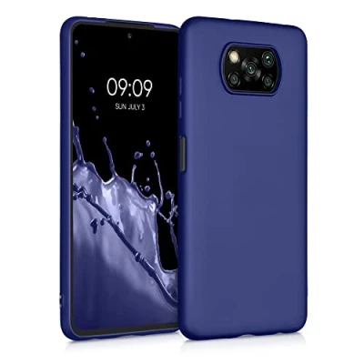 Afbeelding van kwmobile telefoonhoesje compatibel met Xiaomi Poco X3 NFC/Poco Pro hoesje Zachte case voor smartphone Back cover in metallic donkerblauw
