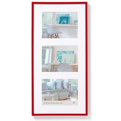 Afbeelding van Walther Design New Lifestyle Kunststof Fotolijst Drieluik Fotomaat 18x13cm Rood
