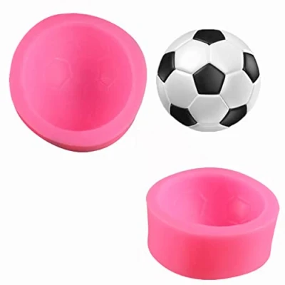 Afbeelding van WonDerfulC 2 stuks voetbal siliconen fondant mal doe het zelf chocolade decoratie bakvorm bakvormen zeep gelei taart klei mallen roze
