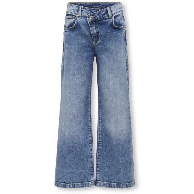 Afbeelding van Kids ONLY zomer jeans broek meisjes blauw, wide leg fit Kogcherry
