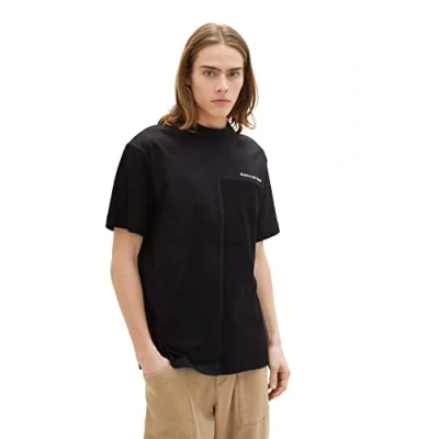 Afbeelding van TOM Tailor Denim MIT ZIERNÄHTEN Tshirt print, Heren, Maat: Medium, Black