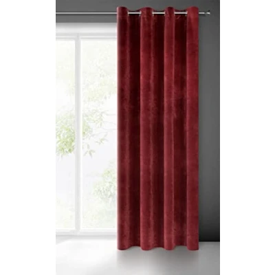 Afbeelding van Eurofirany Villa gordijn fluweel zacht 10 oogjes 1 stuks edel dik 290 g/m2 elegant glad effen pluizig modern klassiek woonkamer slaapkamer lounge, donkerbordeaux, 140 x 250 cm