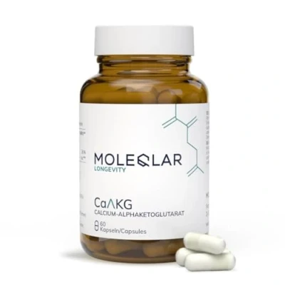 Afbeelding van MoleQlar CaAKG (calcium alfaketoglutaraat) 60 capsules voedingssupplement met calcium &amp; alfaketoglutaraat 1000 mg AKG per capsule