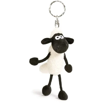 Afbeelding van Sleutelhouder Shaun het Schaap 10cm wit Duurzame metgezel knuffeldierhanger met sleutelring sleutelhanger voor sleutelkoord, tas, rugzak en meer