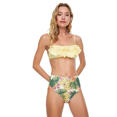 Afbeelding van Trendyol Bikinibroekje Met Hoge Taille En Bloemmotief Tbess20Ba0100