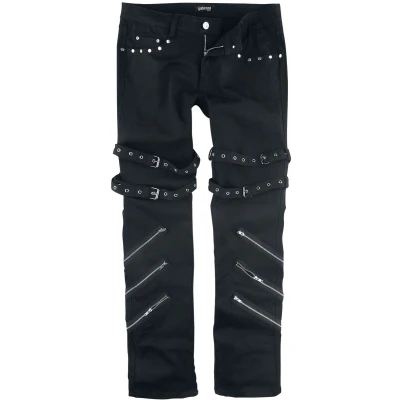 Afbeelding van Gothicana Zwarte jeans met gespen, ritsen en klinknagels Mannen W33L34