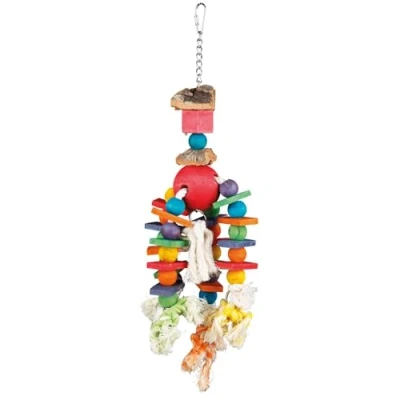 Afbeelding van Trixie speelgoed aan ketting touw &amp; kralen hout / kurk 35 cm