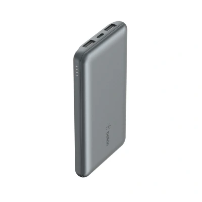 Afbeelding van Belkin 10000mAh draagbare powerbank, 10K USB C lader met 1 poort en 2 A poorten, externe accu voor opladen een vermogen tot 15 W, iPhone, Samsung Galaxy, Pixel, AirPods Spacegrijs