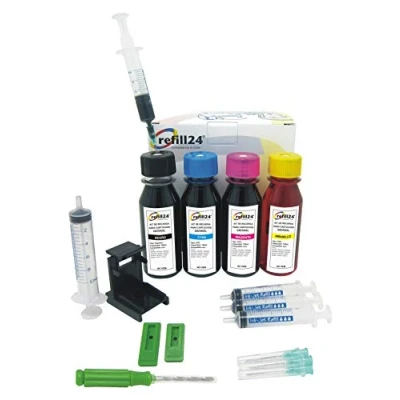 Afbeelding van refill24 Navulset: navulinkt 400 ml compatibel met printercartridges Canon PG 545 CL 546, PG545 CL546 XL zwart en kleur + accessoires handleiding, navulset printerinkt voor Pixma iP MG MX TR