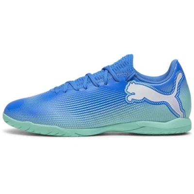 Afbeelding van Puma Future 7 PLAY IT Zaalvoetbalschoenen, Heren, Maat: 46, Hyperlink blue/mint/white Textiel/ synthetisch