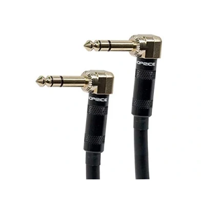 Afbeelding van Monoprice 6,35 mm (TRS) kabelsnoer met rechte hoek naar 0,46 m (0,5 m) zwart, 16AWG, M/M, vergulde connector Premier Series
