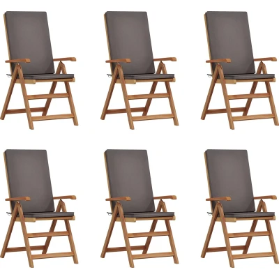 Afbeelding van vidaXL Inklapbare Tuinstoelen met Kussens 6 stuks van Massief Teakhout