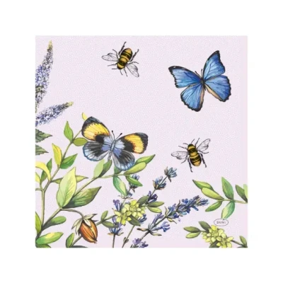 Afbeelding van Duni servetten Cherry Butterflies 33x33cm 3 laagstissue FSC pak a 20