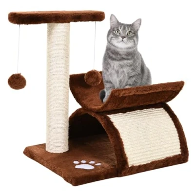 Afbeelding van PawHut krabboom speelboom kattenkrabboom katten met bal bruin l x b h 40 30 43 cm