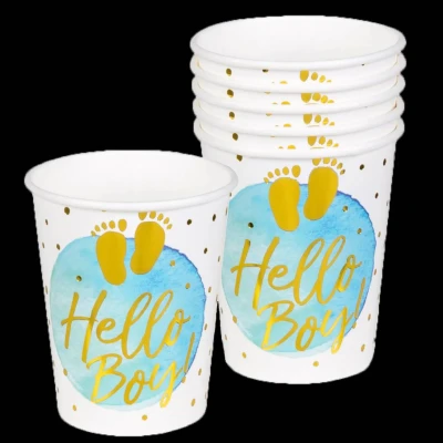 Afbeelding van Papieren bekertjes &#039;Hello boy!&#039; 10 stuks 25cl