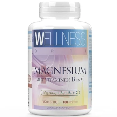 Afbeelding van WELLNESS OPTI Magnesium met Vitamines B en C: Geavanceerd Voedingssupplement, 180 Tabletten, Synergetische Formule van Magnesium, Vitamine C